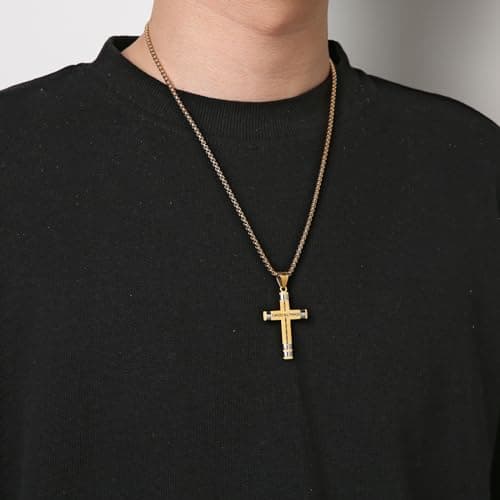 Philippians 4:13 Cross Pendant Stainless Steel Necklace - 3 Colors