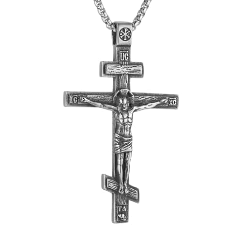 HZMAN Eastern Orthodox Cross Necklace for Men Gift