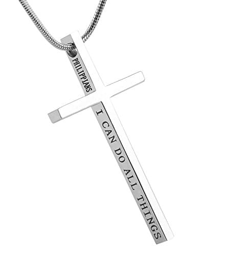 Philippians 4:13 Cross Necklace for Strength