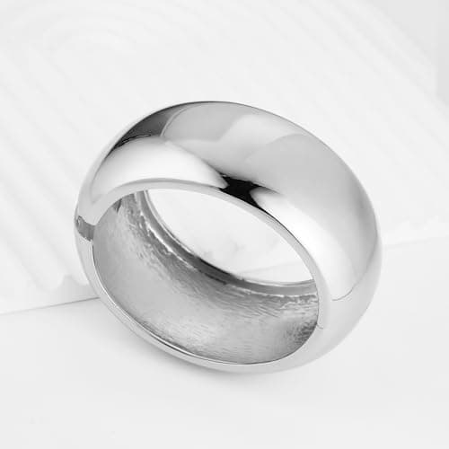 HZMAN Thick Wide Polished Open Hinge Bracelet for Women