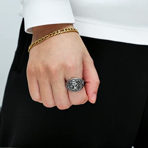 HZMAN Lion Head Shield Biker Ring