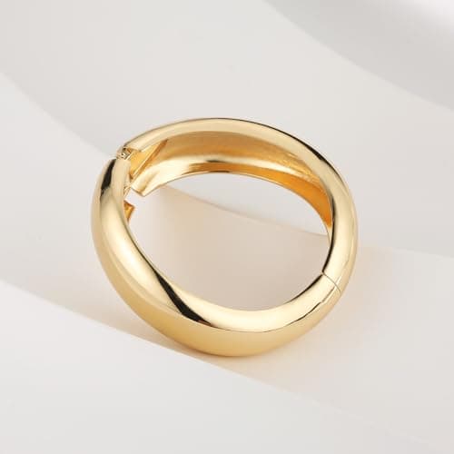 HZMAN Chunky Thick Wide Irregular Open Hinge Bracelet for Women Jewelry Gift