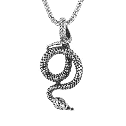 Vintage Gothic Stainless Steel Snake Pendant Necklace for Men