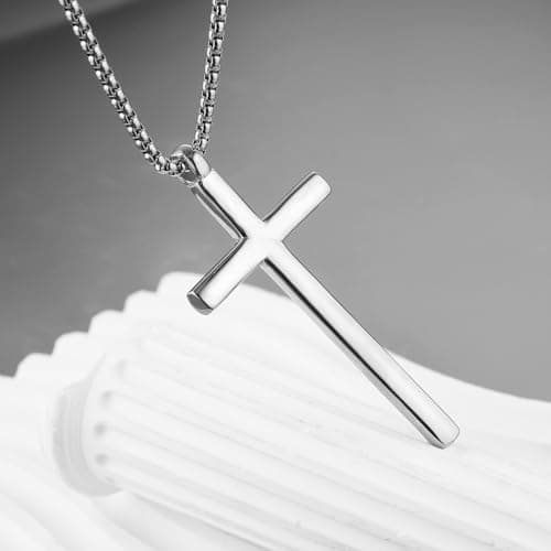 HZMAN Large Cross Necklace for Men Stainless Steel Retro Gift