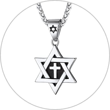 ChainsHouse Magen Star of David Necklace, Stainless Steel/18K Gold Plated Hexagram Jewelry