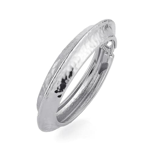 HZMAN Thick Wide Hammered Open Hinge Bracelet for Women