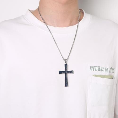 HZMAN High Polished Stainless Steel Cross Pendant Necklace for All