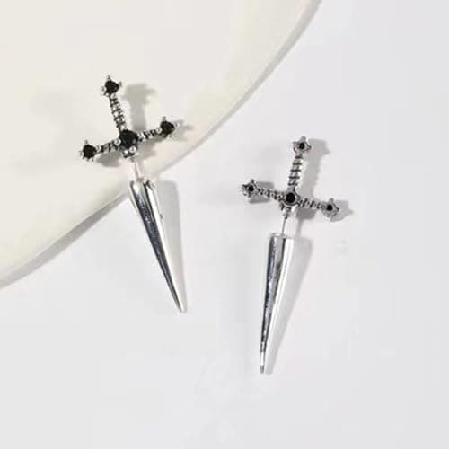 Rrdaily Vintage Gothic Sword Dangle Earrings Rhinestone Crystal Punk Style Costumes Jewelry