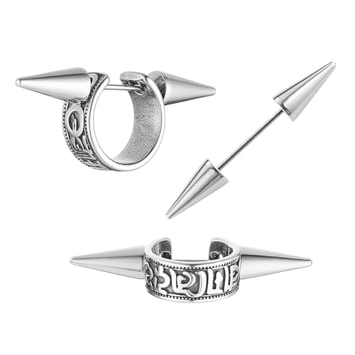 HZMAN Detachable Gothic Punk Earrings for Men & Women Stainless Steel Jewelry