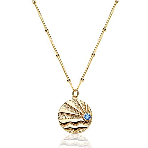 VACRONA 18k Gold Plated Vintage Textured Coin Necklace for Women