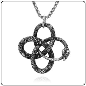 Stainless Steel Snake Pendant Necklace by PEAS Punk Jewelry