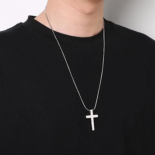 HZMAN Cross Pendant Stainless Steel Necklace with Philippians 4:13 Bible Verse