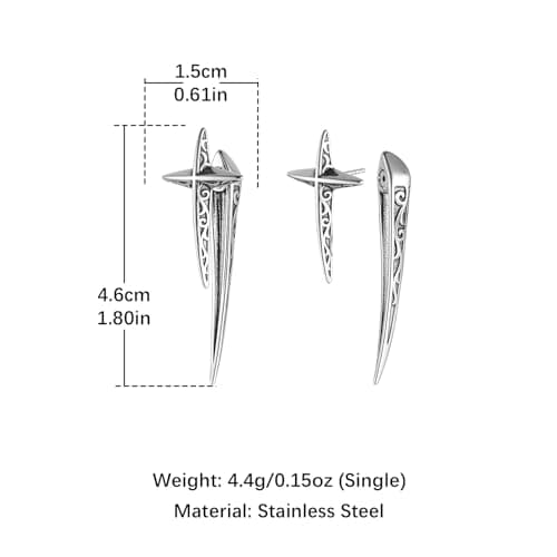 HZMAN Cross Star Earring in Stainless Steel for Men and Women
