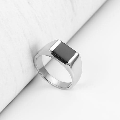 Black Onyx Stainless Steel Ring Wedding Jewelry Gift