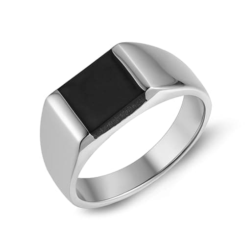 Black Onyx Stainless Steel Ring Wedding Jewelry Gift