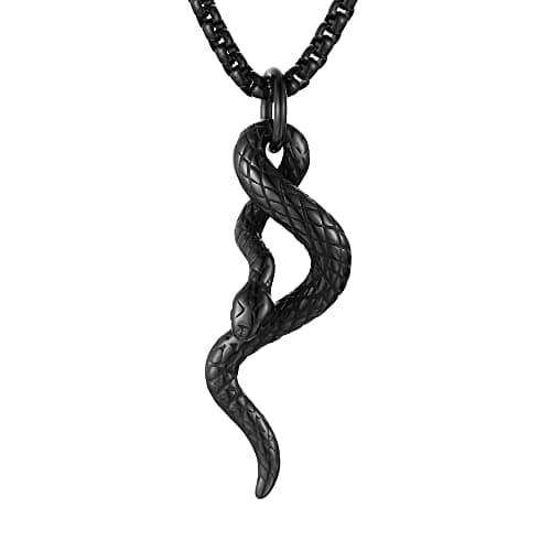 Men's Gothic Snake Pendant Chain Necklace, Stainless Steel