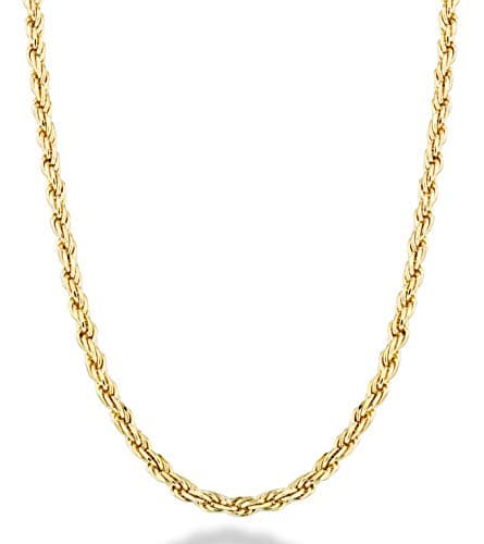 Miabella Italian 18K Gold Over Sterling Silver Braided Rope Chain Necklace