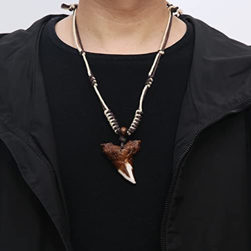 HZMAN Hawaiian Shark Teeth Pendant - Surf Style Resin Necklace