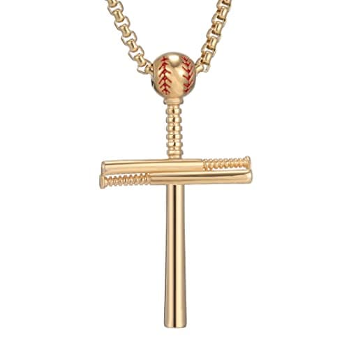 Men's Stainless Steel Baseball Cross Necklace - SKQIR Gift for Boys