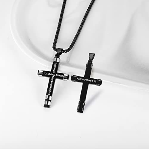 ZRAY Philippians 4:13 Strength Necklace for Men - I CAN DO ALL THINGS Pendant Gift