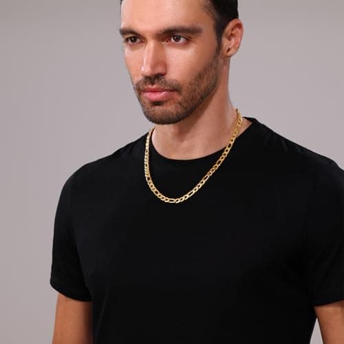 Monily Figaro Chain Necklace for Men & Women Real Gold Plated Stainless Steel Jewelry Gift