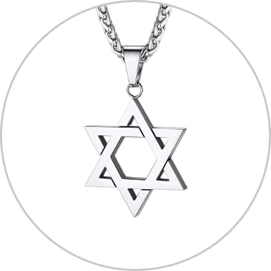 ChainsHouse Magen Star of David Necklace, Stainless Steel/18K Gold Plated Hexagram Jewelry