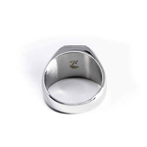 Tioneer Stainless Steel Letter Ring | Square Flat Top Men's & Women's Jewelry (Black, Gold, Silver) Size 7-16