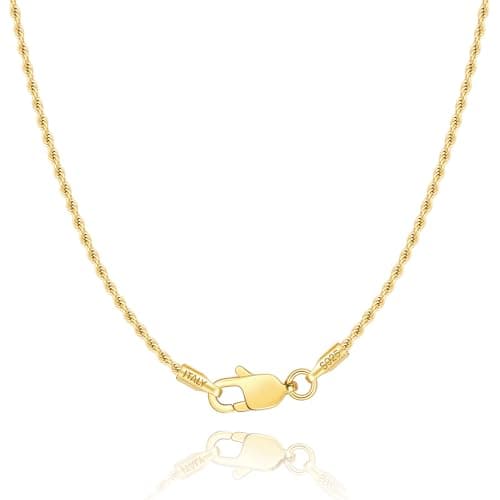 18K Gold Over 925 Sterling Silver Rope Chain Necklace for Women - Shiny & Durable Women's Necklaces