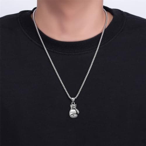 LXSSLY Punk Chain Boxing Gloves Charm Pendant, Stainless Steel Necklace