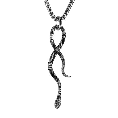 Men's Gothic Snake Pendant Chain Necklace, Stainless Steel