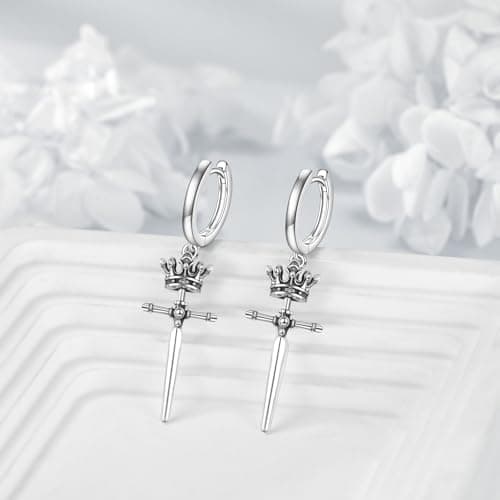 AINFQY Sword Drop Earrings 925 Sterling Silver Viking Jewelry