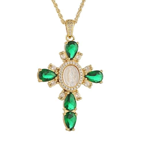 HZMAN Virgin Mary 18K Gold Plated Cubic Zirconia Dainty Necklace Gift for Women