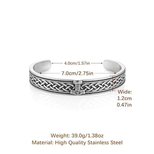 HZMAN Nordic Viking Celtic Knot Bracelet for Men Infinity Stainless Steel Bangle