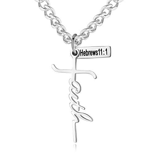 JAYUMO Men's Stainless Steel Cross Necklace with Lord's Prayer Pendant 20" Chain