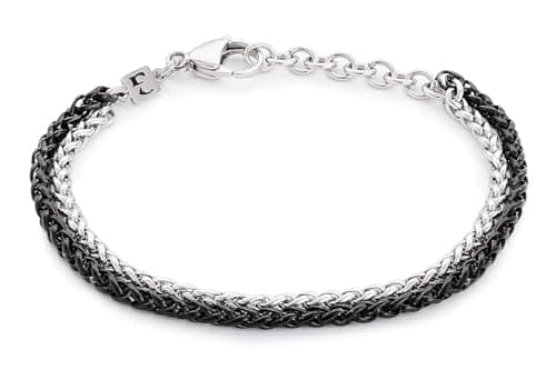 Galis Stainless Steel Rope Chain Bracelet for Men - Silver & Black 7"