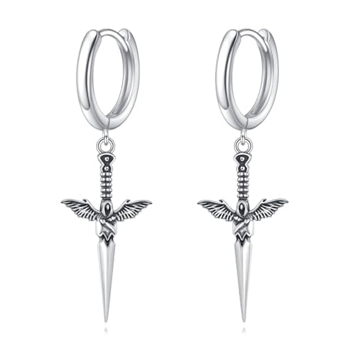 AINFQY Sword Drop Earrings 925 Sterling Silver Viking Jewelry