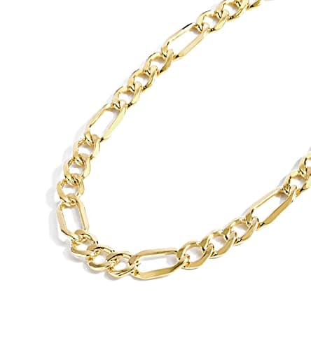 Gold Chain Necklace Collection for Women and Men - 14K Solid Yellow Gold Filled Figaro Chain Necklaces