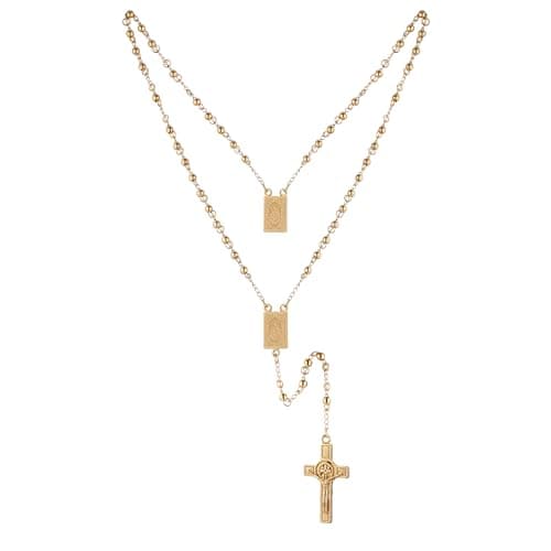 Women's Stainless Steel Rosary Cross Necklace