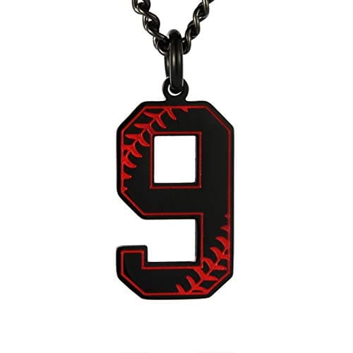 HZMAN Baseball Initial Pendant Necklace - Stainless Steel Jersey Number Charms