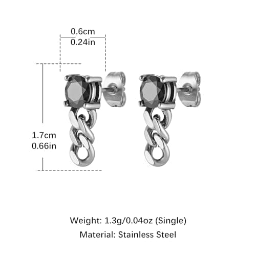 HZMAN Stainless Steel Cubic Zirconia Stud Earrings for Men and Women