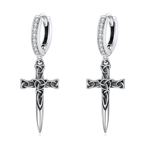 Celtic Knot Hoop Earrings 925 Sterling Silver Vintage Irishmens Women