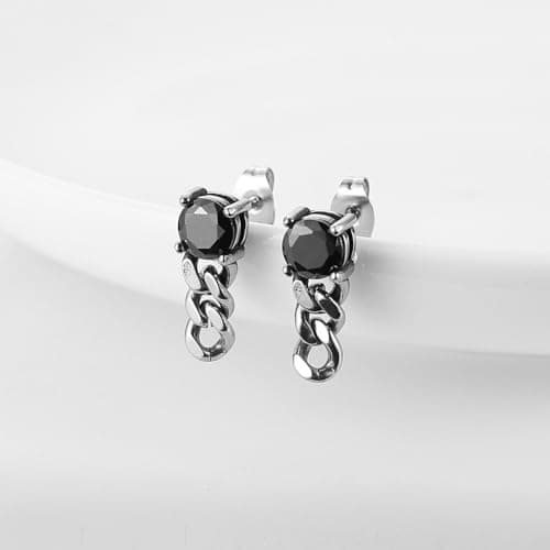 HZMAN Stainless Steel Cubic Zirconia Stud Earrings for Men and Women