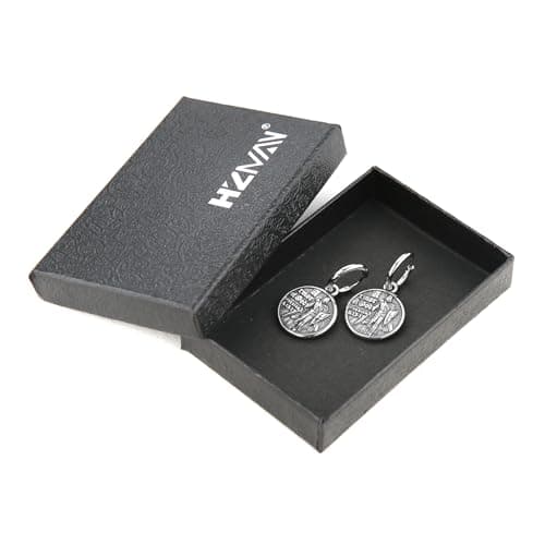 HZMAN Knight Templar Stainless Steel Round Medal Hinged Earringprzed Taste Jewelry