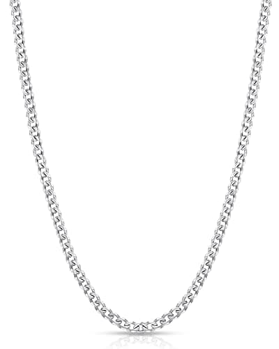 Fiusem Men's 14K Gold Plated Stainless Steel Chain Necklace, Silver Tone/Black, 16-28 Inches
