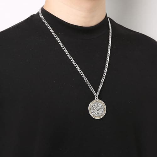 HZMAN Men's Stainless Steel Retro Ecclesiastes Coin Necklace Jewelry Gift