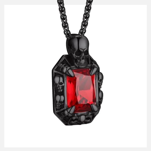 Gothic Stainless Steel Dragon Claw Pendant Necklace for Men and Women - Ruby/Blue Topaz/Emerald/Black Onyx