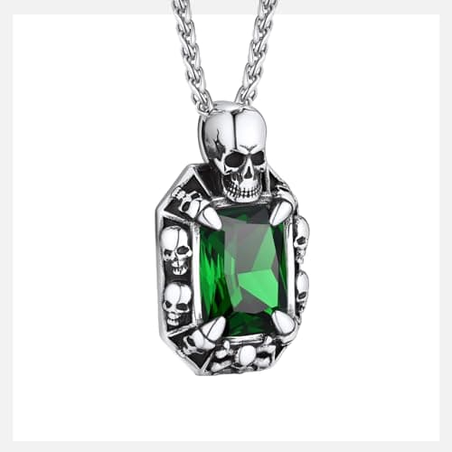 Gothic Stainless Steel Dragon Claw Pendant Necklace for Men and Women - Ruby/Blue Topaz/Emerald/Black Onyx