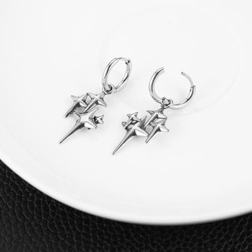 HZMAN Stainless Steel Retro Hinged Huggie Hoop Earrings for Men & Women Jewelry Gift