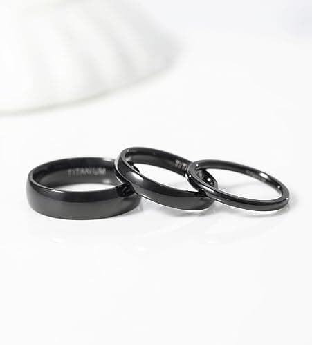 TIGRADE Black Titanium Dome Ring, High Polished, Sizes 3-14.5