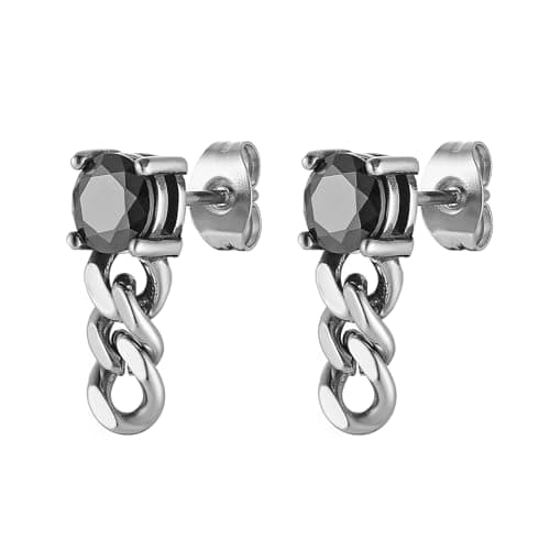 HZMAN Stainless Steel Cubic Zirconia Stud Earrings for Men and Women